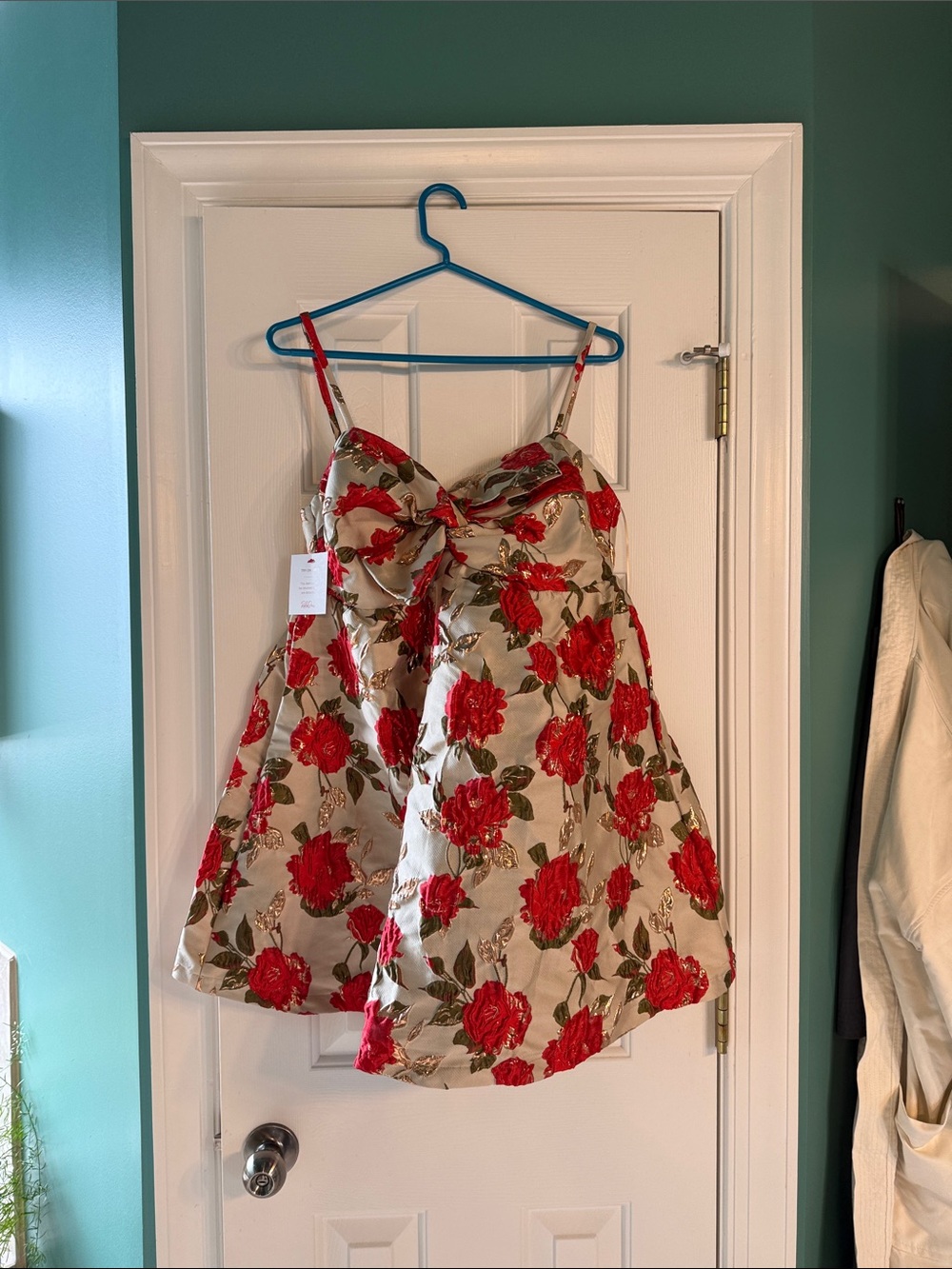 Women’s Red Floral Satin Party Dress